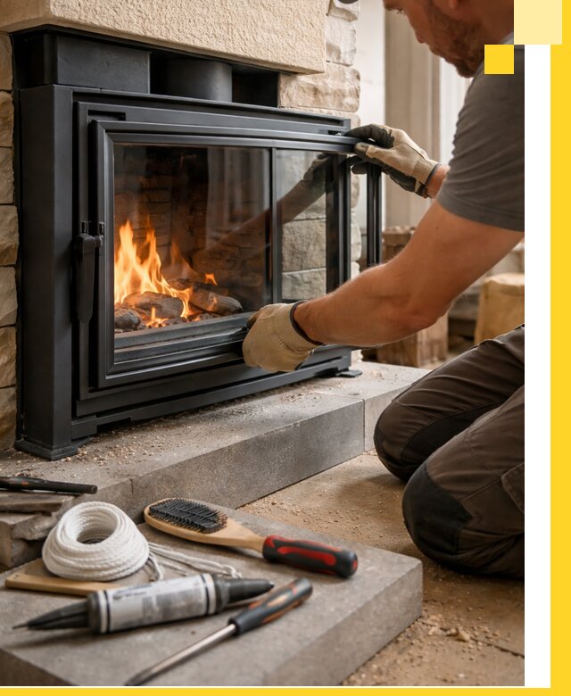 Производство, монтаж и доставка каминов со стеклом в Ярославле