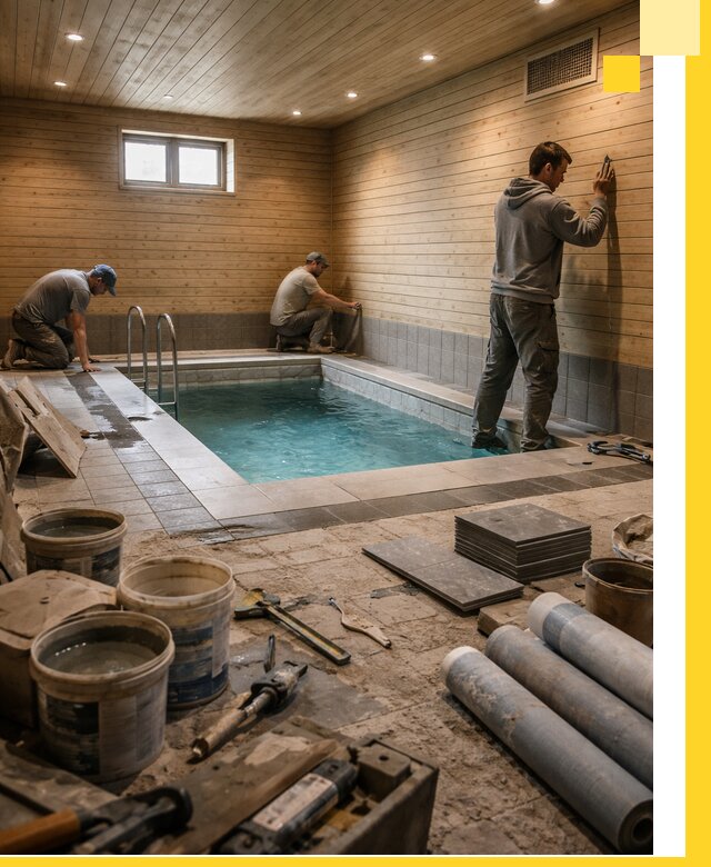 Строительство бани с бассейном и сауной под ключ в Ярославле