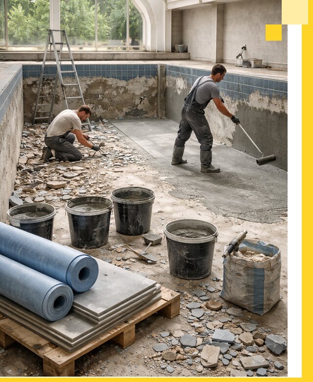 Реконструкция бассейнов в Ярославле: ремонт, гидроизоляция