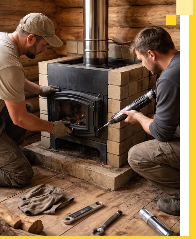 Монтаж и установка печи в бане под ключ с гарантией в Ярославле