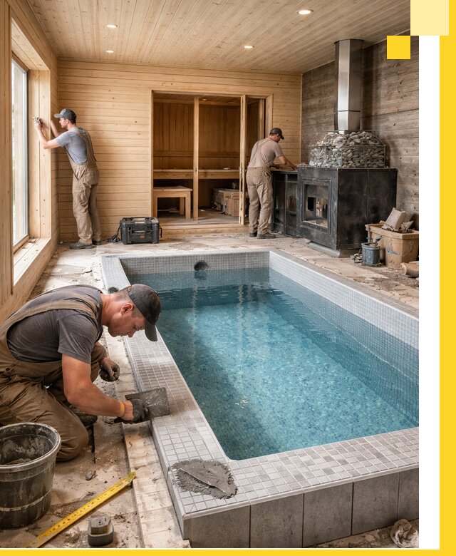 Проект бани с бассейном и сауной в Ярославле под ключ