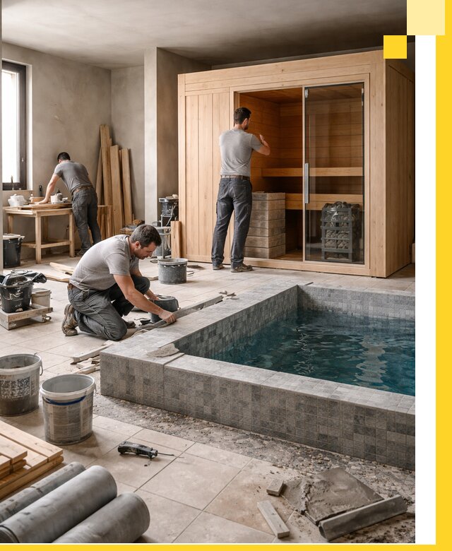 SPA зоны под ключ с бассейном сауной и печью в Ярославле